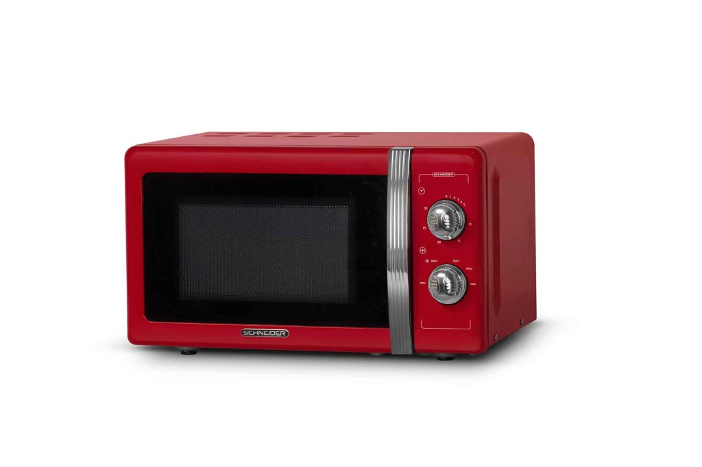 Micro-ondes Vintage Rouge de 700 W. Capacité de 20 L. 6 niveaux de  puissance. Minuterie de 30 minutes