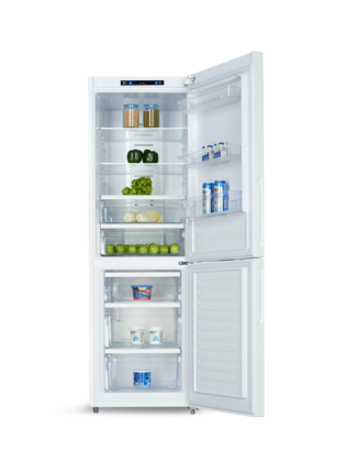 UNIVERSALBLUE Réfrigérateur Combi 185 cm - Verre noir, Système sans gel, Congélateur, Silencieux, Capacité totale 320 L