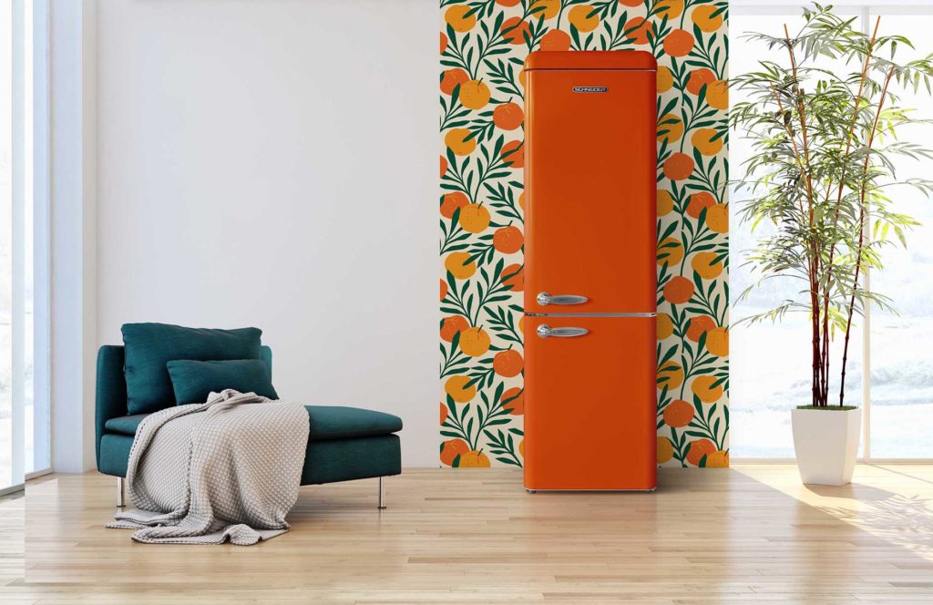 swan orange fridge freezer